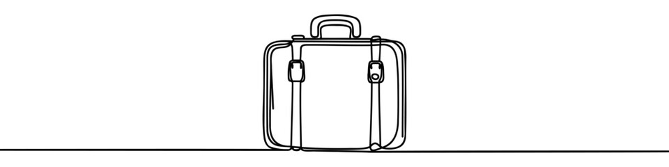 Minimalist illustration of a business briefcase drawn with a single continuous line. Vector illustration.