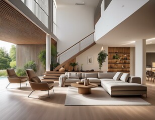 Fototapeta premium modern living room with fireplace