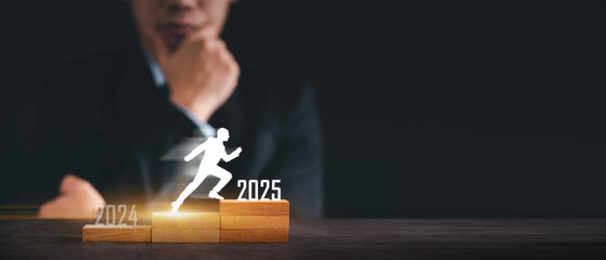 Business Leader Strategizing for Success: The Journey from 2024 to 2025 - A Symbol of Growth, Determination, and Future Planning for Achieving Milestones and Goals in a Competitive Environment