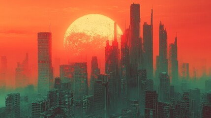 Wealth and poverty contrast, futuristic dystopian cityscape