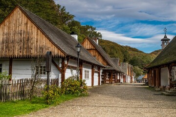 Authentic Polish Rural Countryside with Traditional Wooden Architecture