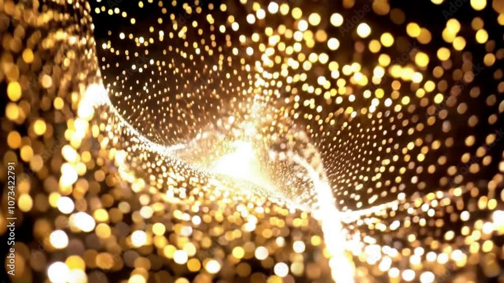 Leinwandbilder golden glowing abstract light bokeh background with bright sparkles : generative ai