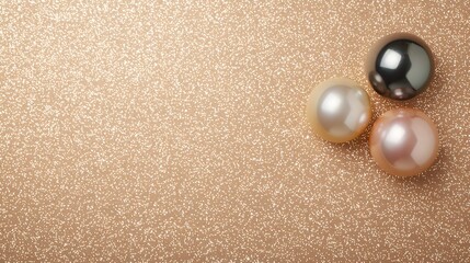 Gold glitters with three colourful pearls glowing – Capturing elegance, luxury, and the beauty of fine jewellery in a radiant composition