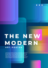 Colorful Abstract Geometric Design Art Poster With Gradient Shapes