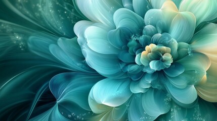 a flower print in blue green tones, AI Generative
