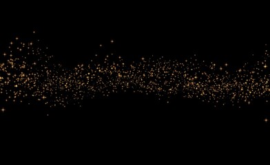 New year celebrations glittering stars confetti explosion on black background. Seamless gold glittering stars glowing for new year and festival celebration.