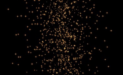 New year celebrations glittering stars confetti explosion on black background. Seamless gold glittering stars glowing for new year and festival celebration.
