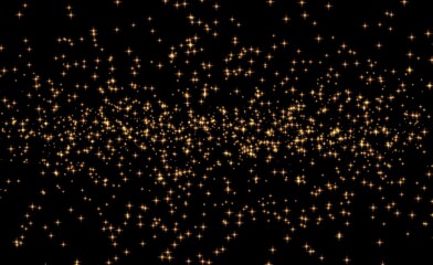 New year celebrations glittering stars confetti explosion on black background. Seamless gold glittering stars glowing for new year and festival celebration.
