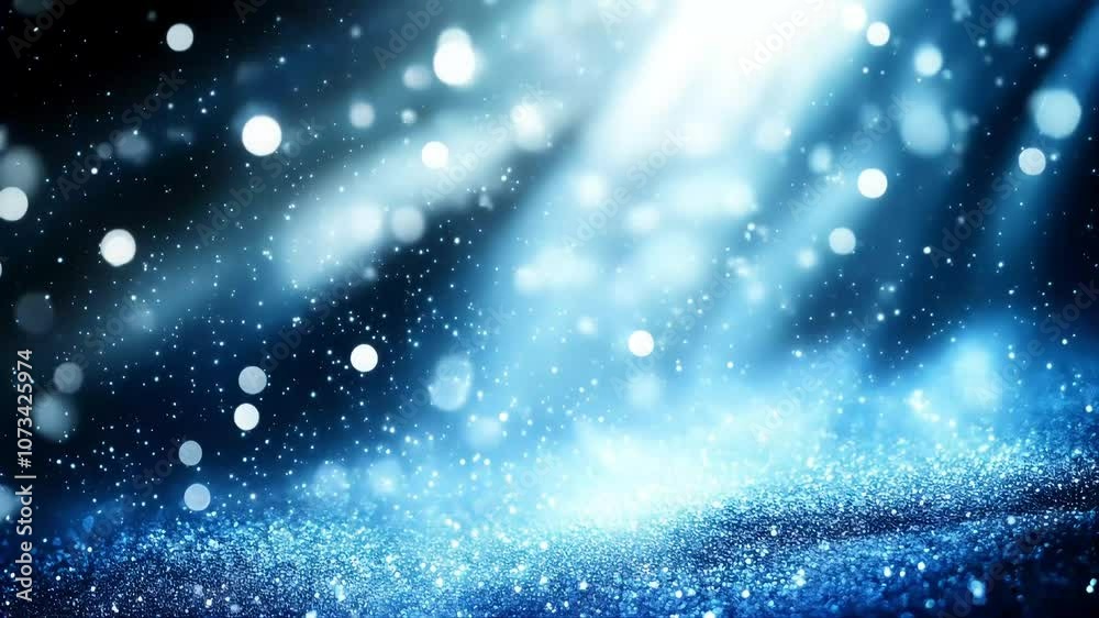 Poster Blue Glittering Abstract Background with Sparkling Bokeh Light Effects : Generative AI