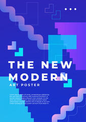 Modern Art Design Poster with Colorful Abstract Shapes. A contemporary art design poster showcasing vibrant, overlapping geometric shapes, providing a dynamic and creative visual appea