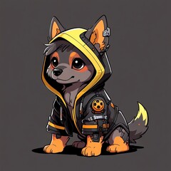 Cute Dog with Hoodie and a Futuristic Design