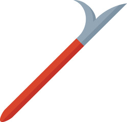 Hook tool with wooden handle for pulling and lifting objects, isolated on white background