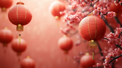 red lanterns hanging from a tree, creating a festive and celebratory atmosphere