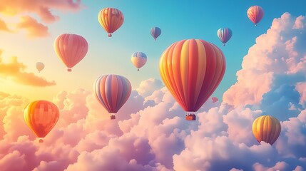 Obraz premium A colorful hot air balloon flying through the sky