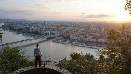 Epic Sunrise over Budapest from the Gellert Hill hike early morning in Europe