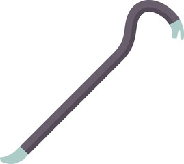 Crowbar tool lying diagonally, heavy duty hand tool with steel handle and claw for pulling nails