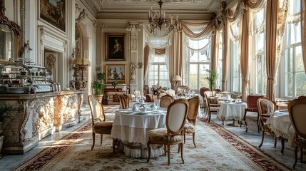 Naklejka premium Elegant Dining Room in a Historic Manor