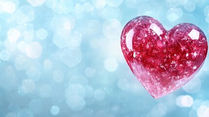 Fototapeta premium A Futuristic Valentine’s Day Card Featuring a Sparkling Heart Against a Dreamy Blue Backdrop