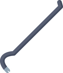 Crowbar with a metal hook for pulling nails is being used by a construction worker