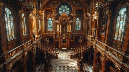 Obraz premium Grand Staircase in a Luxurious Cathedral