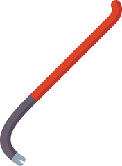 Red crowbar with grey handle lying diagonally, tool for construction and renovation works