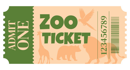 Zoo ticket admit one animals