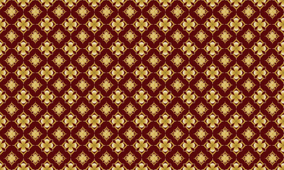 Abstract red background with luxurious gold ethnic Thai patterns. Designed for printing on fabric, curtains, wallpaper.