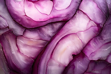 Obraz premium Texture of dissected red onion close up. Macro shot