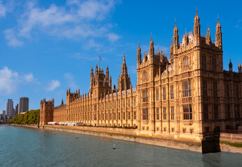 Houses of parliament in London, England. Famous landmark and tourist attraction
