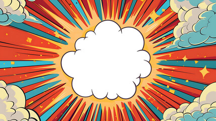 Blank colorful comic pop art background template