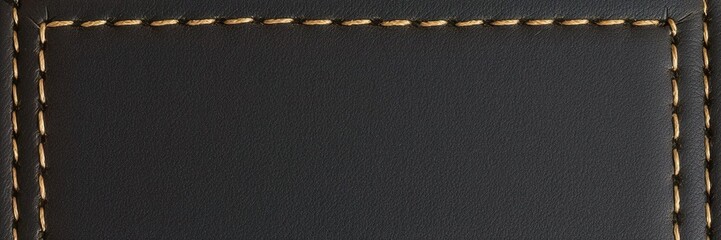 Close-up of a dark leather frame with intricate stitches, frame, classy, stitching