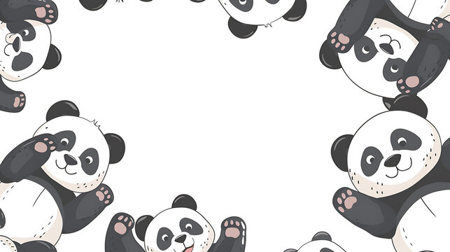 playful comic panda characters background