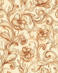A detailed vintage seamless pattern featuring intricate floral motifs
