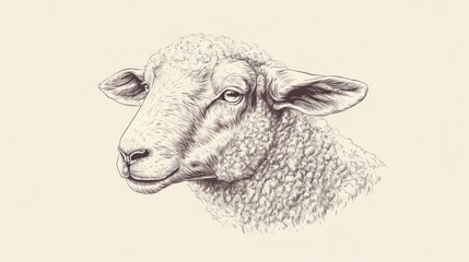 Fototapeta premium Sheep Portrait Illustration