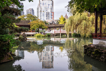 Vancouver, British Columbia, Canada – September 28, 2024: The Dr. Sun Yat-Sen Classical Chinese Garden in Vancouver, BC, Canada.
