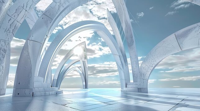 Geometric Arch Fantasy Background - a stunning and imaginative visual. The geometric arch design creates a dreamlike atmosphere, inviting exploration and creativity.