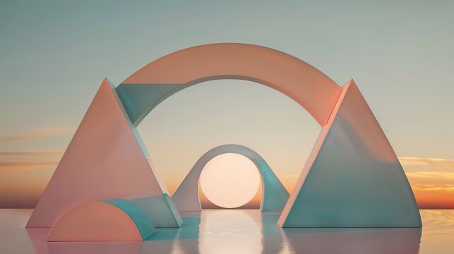Geometric Arch Fantasy Background - a stunning and imaginative visual. The geometric arch design creates a dreamlike atmosphere, inviting exploration and creativity.