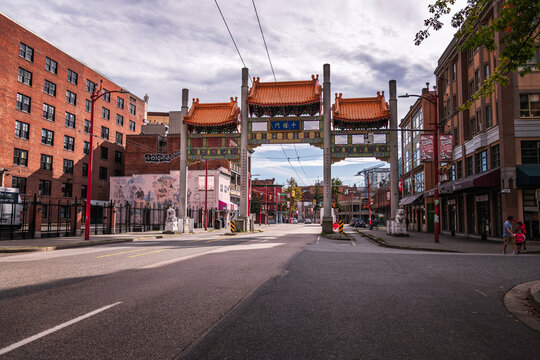 Vancouver, British Columbia, Canada &ndash; September 28, 2024: Chinatown Millennium Gate on Pender Street in Vancouver, BC, Canada.