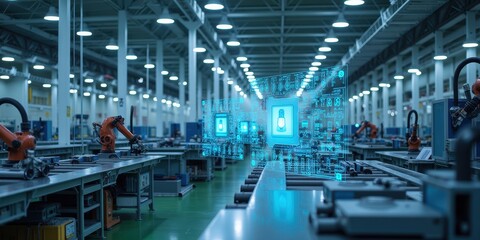 Obraz premium AI Supervised Technologies in Modern Factory Setting