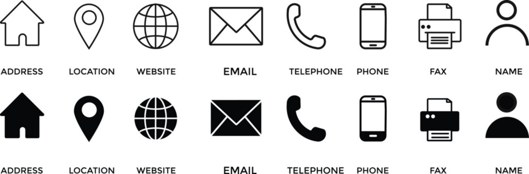 Business card icon set, contact information icon, Vector illustration. Web icon set. Website set icon vector. for computer and mobile
