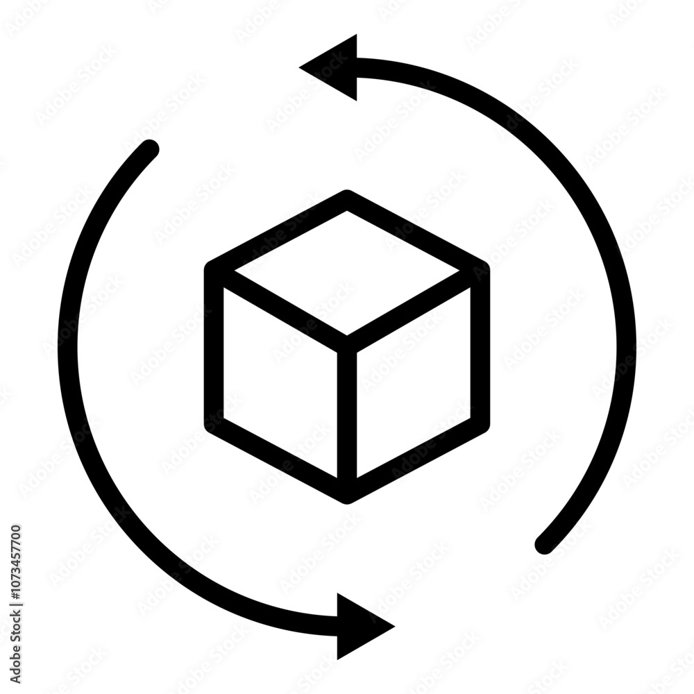 Aufkleber cube icon with two arrows refresh rotate sign. web vector icon