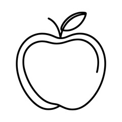 One continuous line illustration of an apple, isolated on white background. Line art of apple.