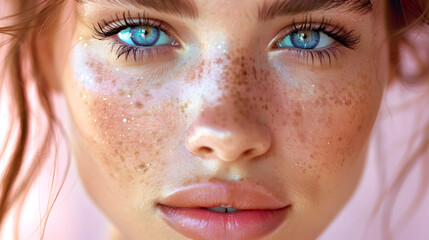 Captivating Close-Up of a Freckled Face