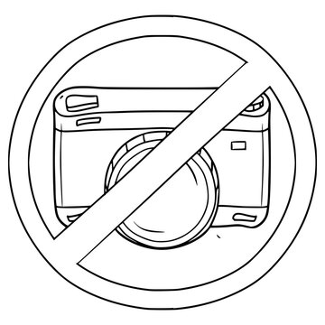 recommend clip art: no camera or photo sign illustration hand drawn outline vector