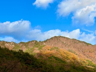 Autumn mountain in Korea dyed with autumn leaves