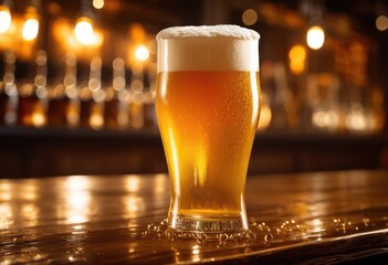 close frothy beer textured glass highlighting golden foam inviting beverage experience, amber, bubbles, brunch, bubble, craft, carbonated, chilled, clarity