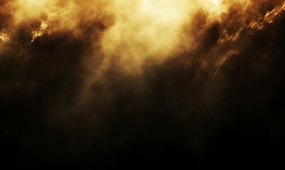 Abstract golden smoke or fog texture creating a dramatic atmosphere.