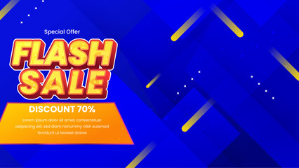 Bright Flash Sale Banner With Large Discount Offer. Vibrant flash sale banner advertising a special 70 percent discount. Ideal for retail promotions and digital marketing campaigns