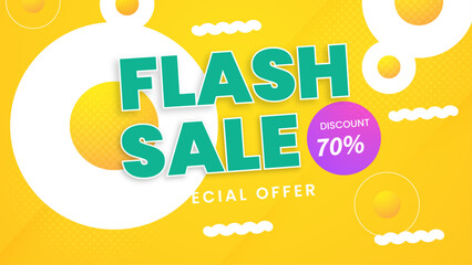 Vibrant Flash Sale Banner With Special 70 percent Discount Offer. Perfect for highlighting limited-time offers in retail and e-commerce settings