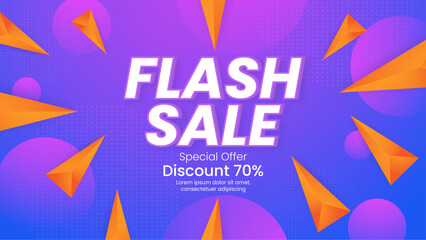 Bright Flash Sale Banner With Large Discount Offer. Vibrant flash sale banner advertising a special 70 percent discount. Ideal for retail promotions and digital marketing campaigns